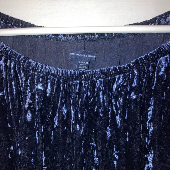 🟤American Eagle 🦅 Blue Velvety Blouse - Picture 4 of 4